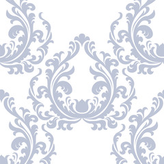 Fototapeta na wymiar Vintage Floral ornament damask pattern. Elegant luxury texture for texture, fabric, wallpapers, backgrounds and invitation cards. Pastel blue color. Vector