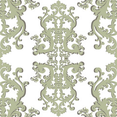 Naklejka premium Vector Baroque floral damask ornament pattern. Elegant luxury texture for textile, fabrics or wallpapers backgrounds. green color