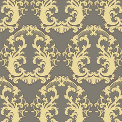 Vintage Vector Floral Baroque ornament damask pattern. Elegant luxury texture for texture, fabric, wallpapers, backgrounds and invitation cards.