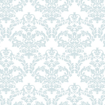 Vector floral luxury ornament pattern. Stylized peonies flower Elegant luxury texture for textile, fabrics or wallpapers backgrounds. Opal Blue color