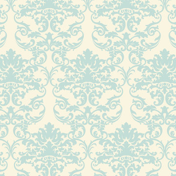 Vector floral damask baroque ornament pattern element. Elegant luxury texture for textile, fabrics or wallpapers backgrounds. Light green color