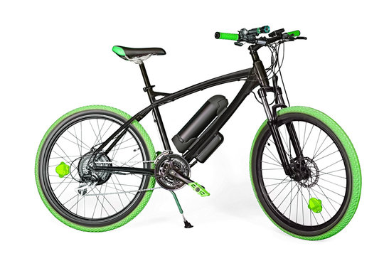 Fototapeta Black and green electric bike