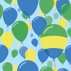 Gabon National Day Flat Seamless Pattern. Flying Celebration Balloons in Colors of Gabonese Flag. Happy Independence Day Background with Flags and Balloons.