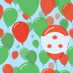 Burundi National Day Flat Seamless Pattern. Flying Celebration Balloons in Colors of Burundian Flag. Happy Independence Day Background with Flags and Balloons.