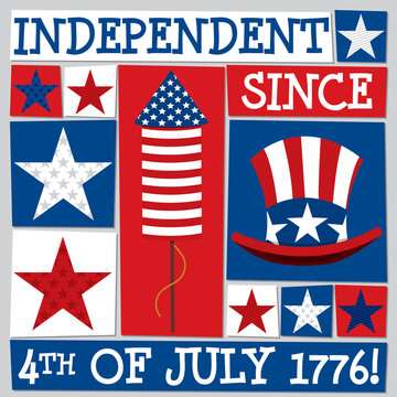 Funky square Independence Day card in vector format.