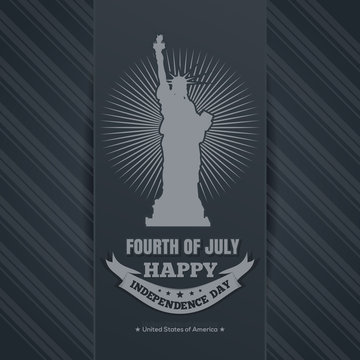 Independence Day background . 4th of July. Independence Day design. Statue of Liberty on elegant gray background. Vector illustration