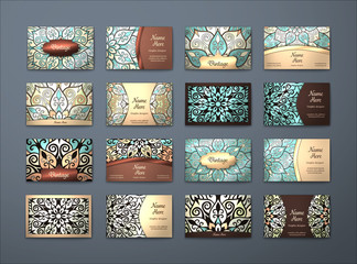 Vector vintage business cards big set..