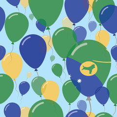 Christmas Island National Day Flat Seamless Pattern. Flying Celebration Balloons in Colors of Christmas Island Flag. Happy Independence Day Background with Flags and Balloons.