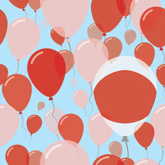 Japan National Day Flat Seamless Pattern. Flying Celebration Balloons in Colors of Japanese Flag. Happy Independence Day Background with Flags and Balloons.