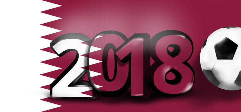 Qatar 2018 big bold font 3d render illustration
