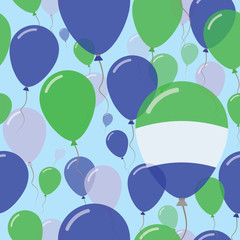 Sierra Leone National Day Flat Seamless Pattern. Flying Celebration Balloons in Colors of Sierra Leonean Flag. Happy Independence Day Background with Flags and Balloons.