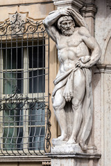 Statue of Hercules at the 18th century Palazzo Vescovile in Mantua, Italy