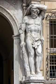 Statue of Hercules at the 18th century Palazzo Vescovile in Mantua, Italy