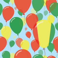 Guinea National Day Flat Seamless Pattern. Flying Celebration Balloons in Colors of Guinean Flag. Happy Independence Day Background with Flags and Balloons.