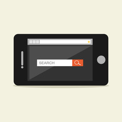 Obraz premium Search form on phone screen illustration. 
