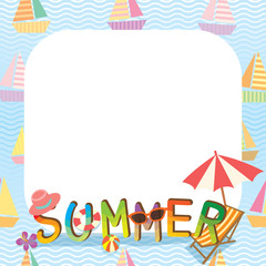 Illustration vector of summer text design with sailboat border.Blank for your text or message.