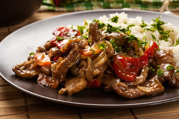Chinese sticky pork sirloin roasted with a sweet and savory sauc
