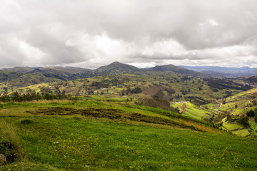 Fototapeta na wymiar Scenic landscape of the Andes Mountain range near Riobamba, Ecuador