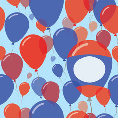 Lao People's Democratic Republic National Day Flat Seamless Pattern. Flying Celebration Balloons in Colors of Laotian Flag. Happy Independence Day Background with Flags and Balloons.