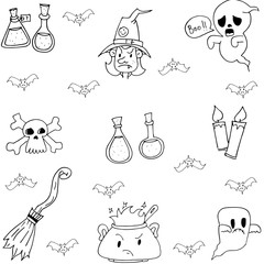 Halloween doodle set witch element