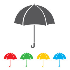 Umbrella icon isolated on white background. Multicolored Umbrella.
