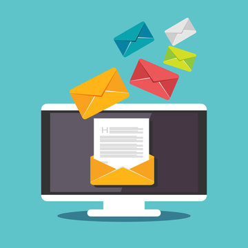 Email illustration. Sending or receiving email concept illustration. flat design. Email marketing.
