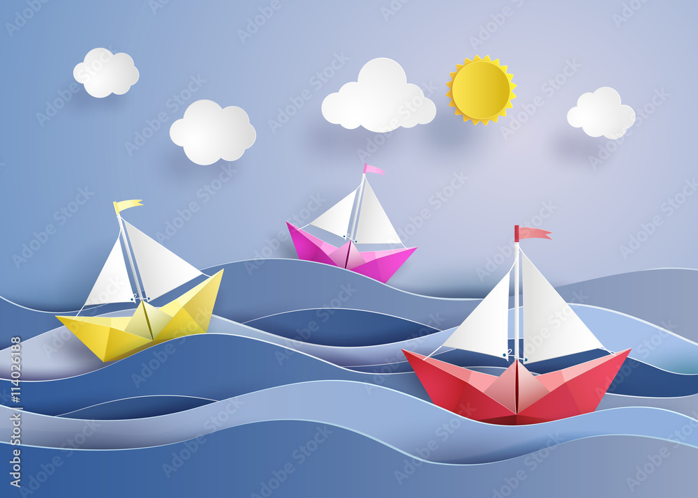 Wall mural paper sailing boat