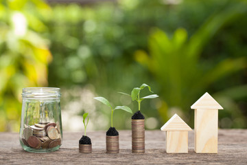 Fototapeta na wymiar The concept of financial savings to buy a house.