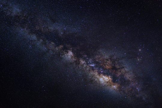 Milky Way,Long exposure photograph, with grain