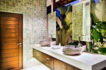 Traditional washroom with natural items and decorations