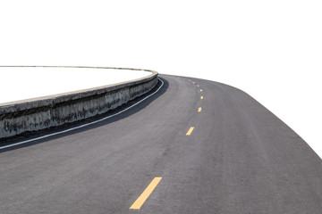 Curve road on white with path