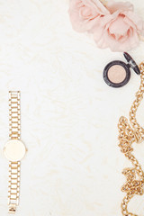 Feminine beauty background - pale pink and golden tones