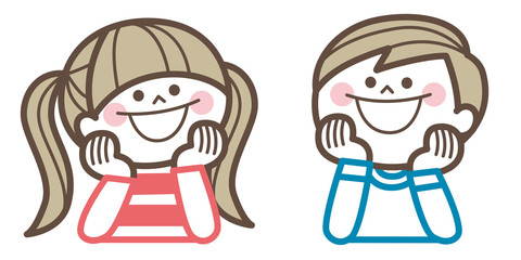 ほおづえ　子供