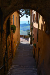 Fototapeta na wymiar Montepulciano (Tuscany) is a medieval and Renaissance hill town in the central Italy, province of Siena, at the beginning of the Val D'Orcia
