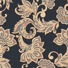 indian flowers seamless pattern. vintage floral background