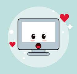 Kawaii icon. Computer Cartoon design. Vector graphic