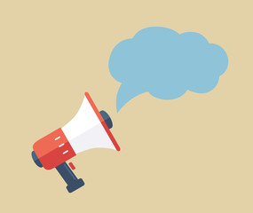 Bullhorn Icon with cloud. Social media. Digital marketing concep