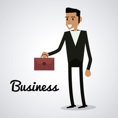 Avatar of Businessman with suitcase . vector graphic