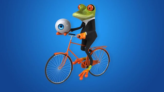 Fun frog on a bicycle - Digital animation