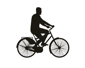 A man rides a bicycle