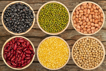 Healthy grains mix bean leguminous top view