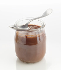 sweet chocolate cream in crystal flask