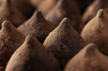 Chocolate truffles close-up