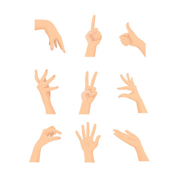 Vector set of Mix beautiful Woman's hand action isolated on white background 