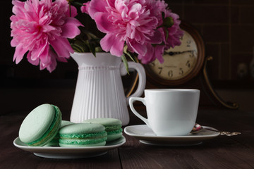 Bouquet of peonies blooms in vase