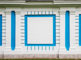 View of blue and white painted wall