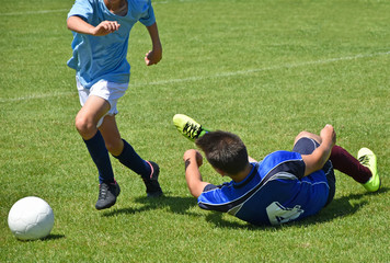 Kids are playing soccer