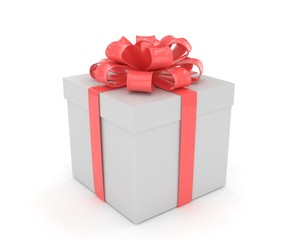 gift box with bows isolated on white. 3d rendering.