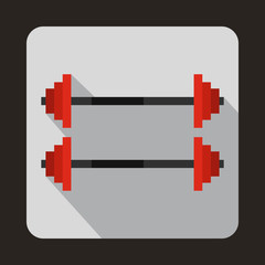 Obraz premium Two barbells icon in flat style