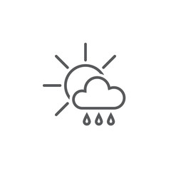 sun behind the cloud with rain icon